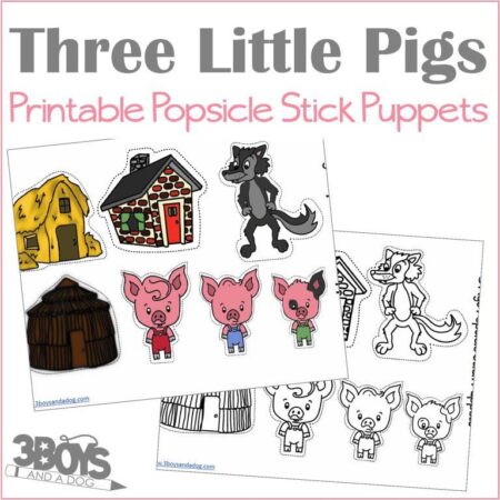 Three Little Pigs Popsicle Stick Puppets
