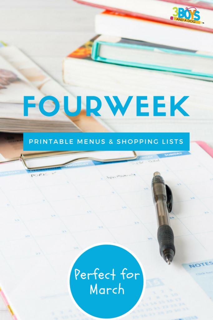 Meal Planning Printables: Weeks 10 through 13 - Perfect for March