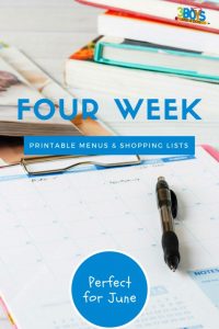 Weeks 23 through 26 June Meal Planning Printables