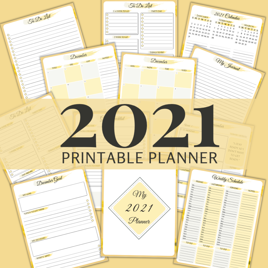 2021 Printable Planner: Yellow Daisy