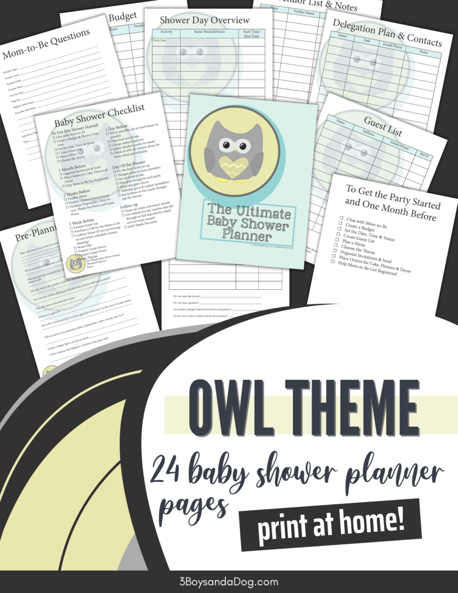 Owl Themed Baby Shower Planner