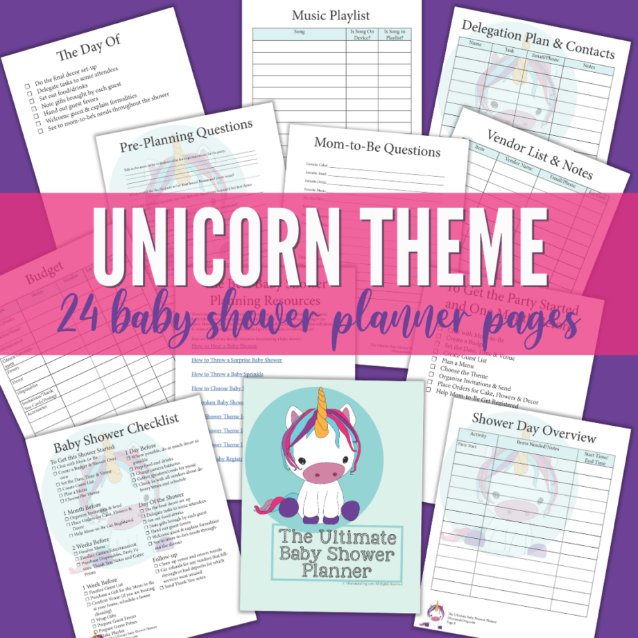 Unicorn Themed Baby Shower Planner