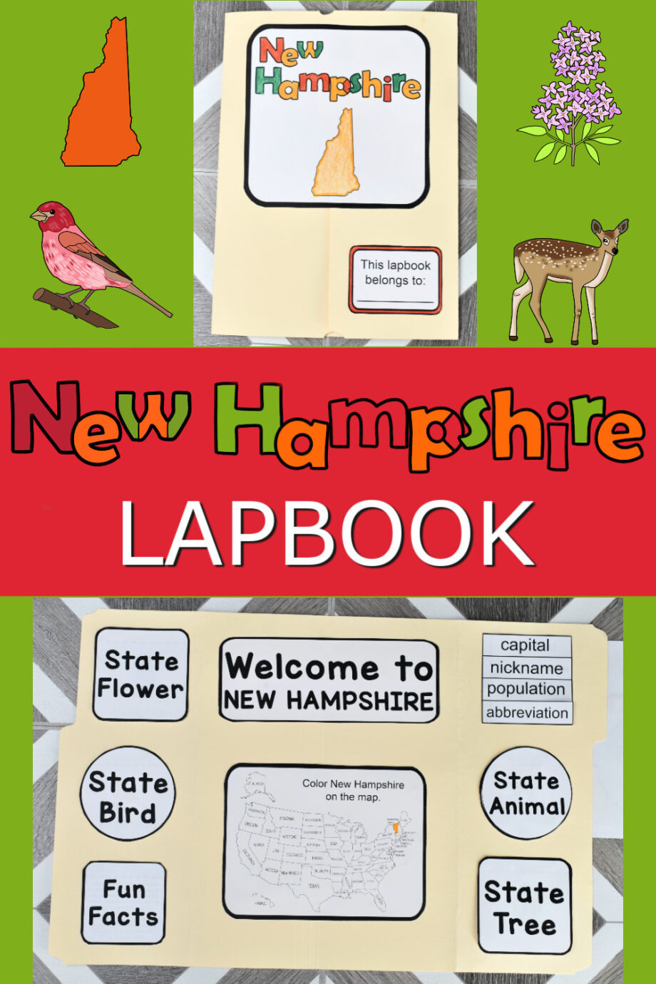 New Hampshire Lapbook Elements
