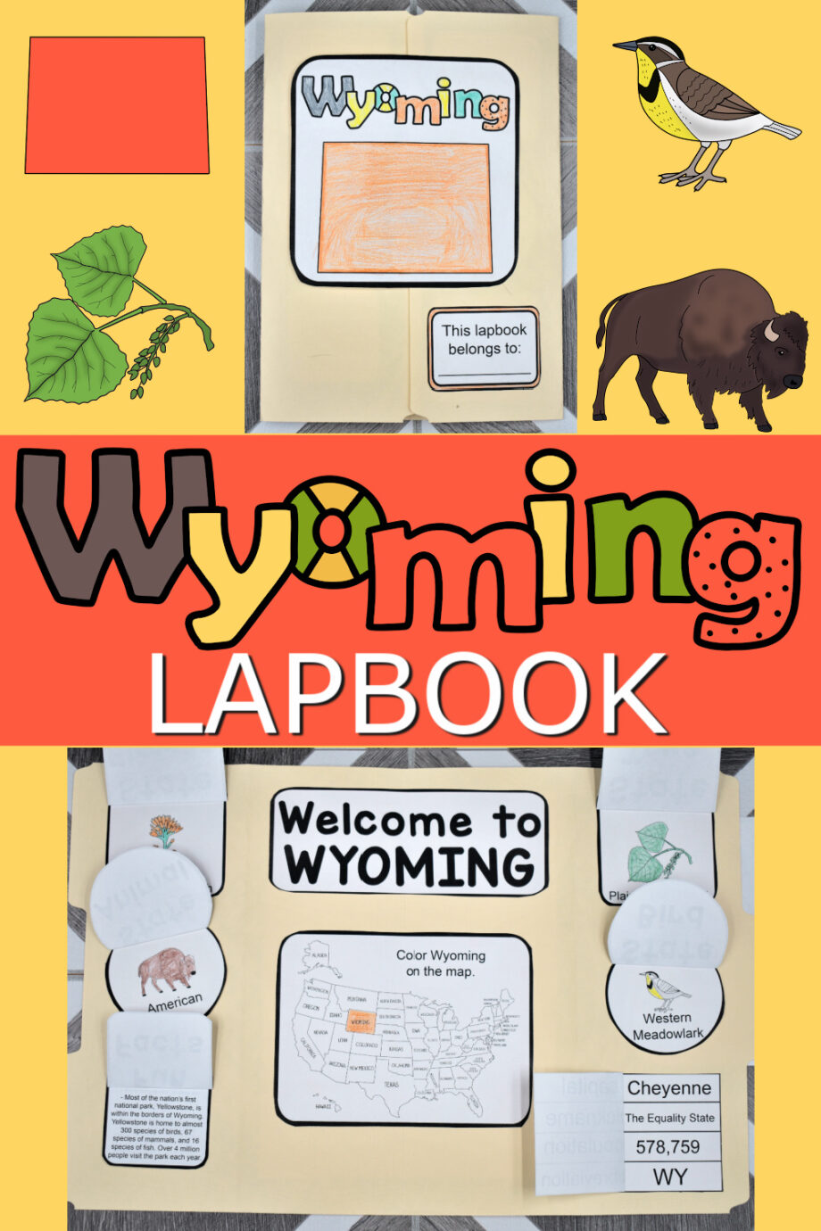 Wyoming Lapbook Elements